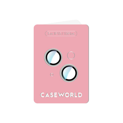 Apple iPhone 15 Plus CaseWorld Alloy Sparkling Diamond Serisi Taşlı Lens Koruyucu  Gümüş