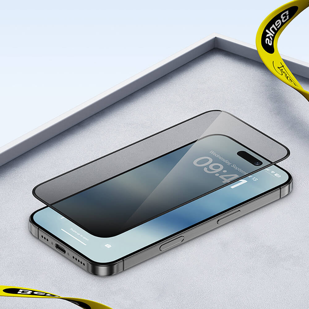 Apple iPhone 15 Plus Hidrofobik Ve Oleofobik Özellikli Benks Privacy Air Shield 0.4mm Ekran Koruyucu 10'lu Paket Şeffaf