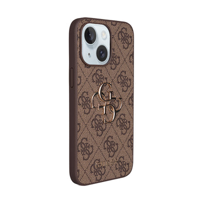 Apple iPhone 15 Plus Kılıf Guess Orjinal Lisanslı PU Deri 4G Büyük Metal Logolu Çapraz Vücut Askılı Kapak Siyah