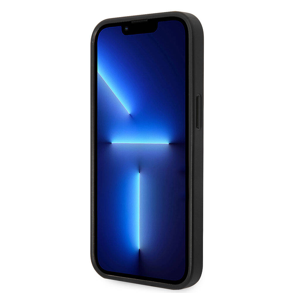 Apple iPhone 15 Plus Kılıf Guess Orjinal Lisanslı PU Deri Yazı ve 4G Metal Logolu Desenli Kapak Gri