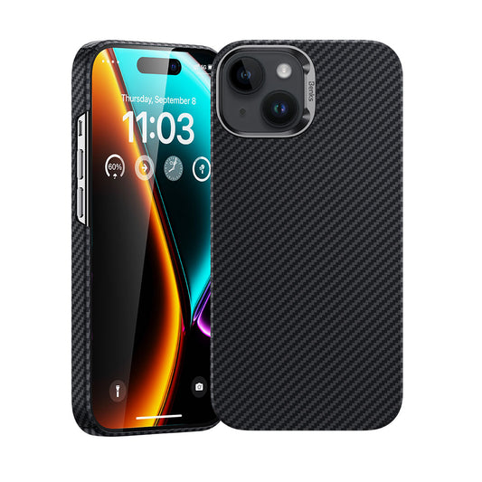 Apple iPhone 15 Plus Kılıf M-safe Özellikli Karbon Fiber Benks Essential ArmorAir 600D Kevlar Kapak Siyah