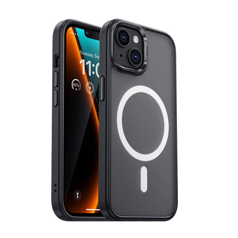 Apple iPhone 15 Plus Kılıf M-safe Şarj Özellikli Benks Mist Protective Kapak Siyah