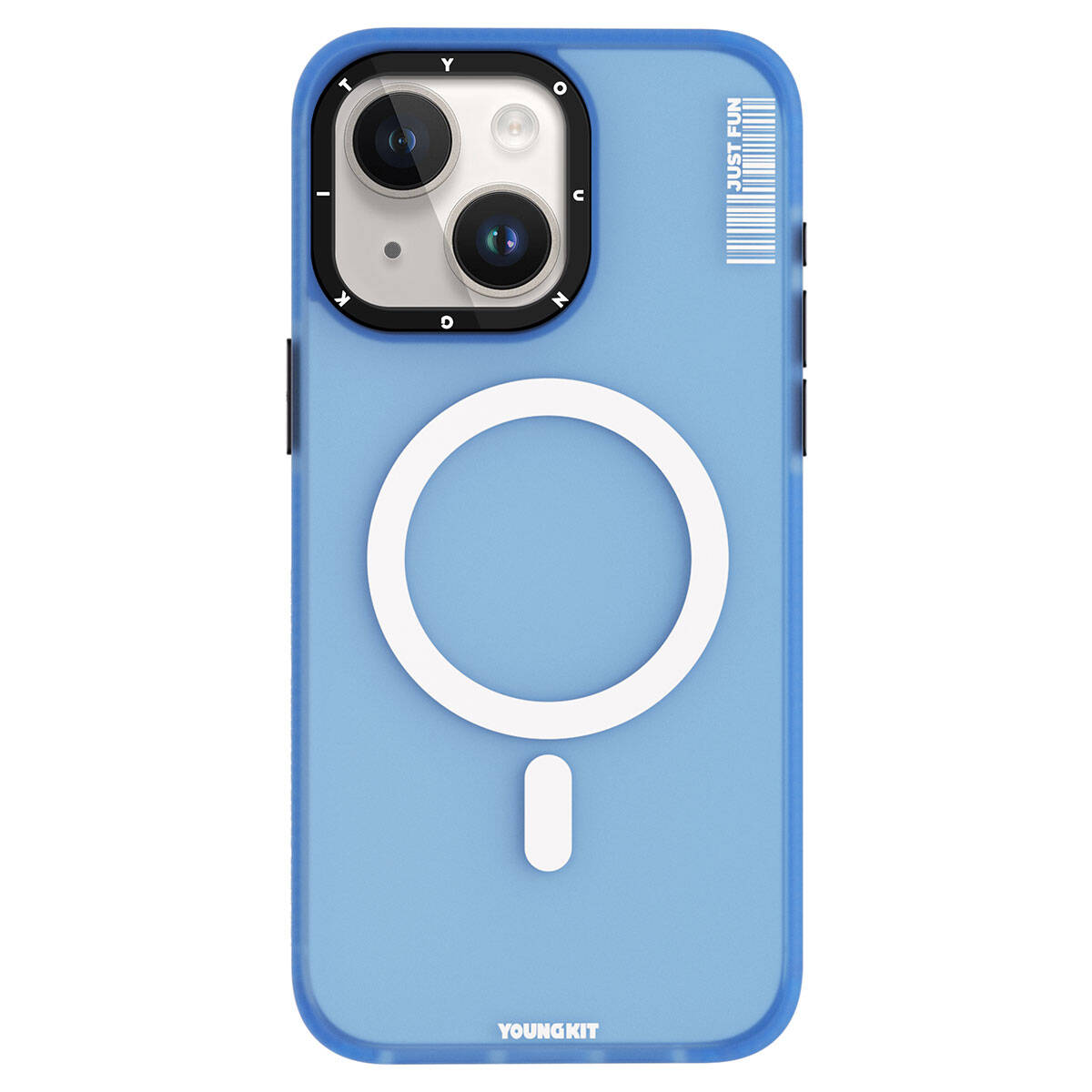 Apple iPhone 15 Plus Kılıf M-safe Şarj Özellikli Youngkit Colored Sand Serisi Kapak Mavi