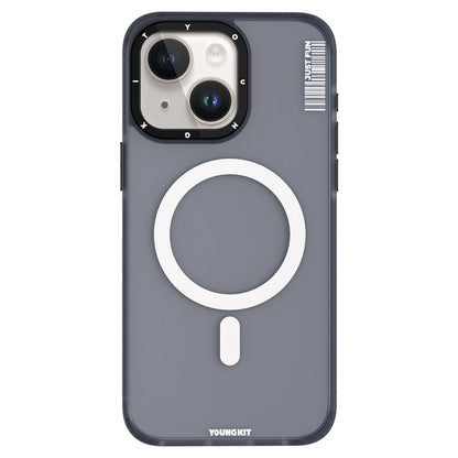 Apple iPhone 15 Plus Kılıf M-safe Şarj Özellikli Youngkit Colored Sand Serisi Kapak Siyah