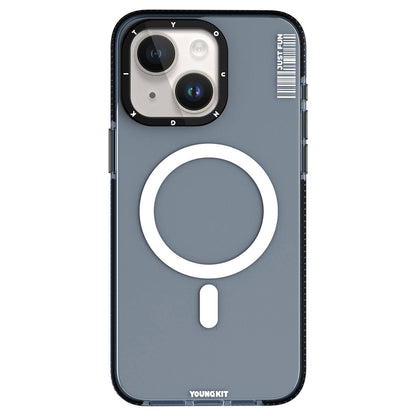 Apple iPhone 15 Plus Kılıf M-safe Şarj Özellikli YoungKit Crystal Color Serisi Kapak Siyah