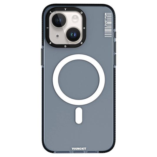 Apple iPhone 15 Plus Kılıf M-safe Şarj Özellikli YoungKit Crystal Color Serisi Kapak Siyah