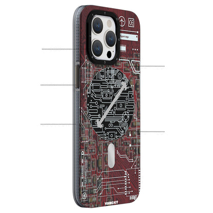 Apple iPhone 15 Plus Kılıf M-safe Şarj Özellikli YoungKit Technology Serisi Kapak Beyaz