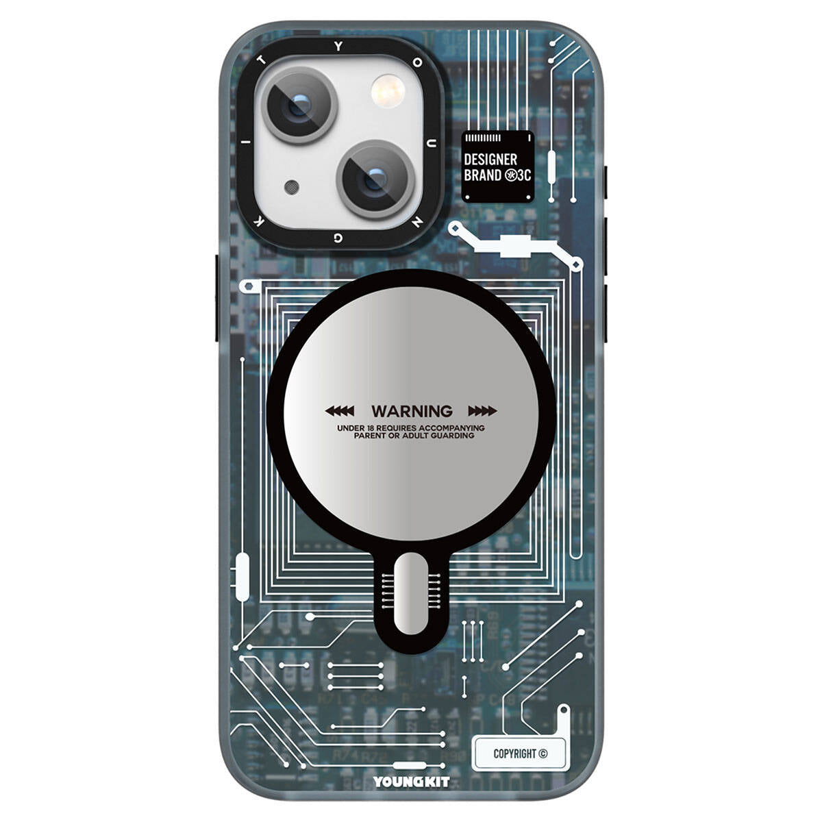 Apple iPhone 15 Plus Kılıf M-safe Şarj Özellikli YoungKit Technology Serisi Kapak Mavi