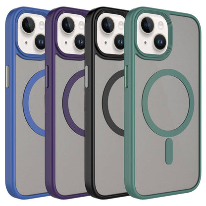 Apple iPhone 15 Plus Kılıf Mat Arka Yüzey Wireless Şarj Özellikli Zore Flet M-safe Kapak Koyu Yeşil