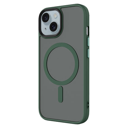 Apple iPhone 15 Plus Kılıf Mat Arka Yüzey Wireless Şarj Özellikli Zore Flet M-safe Kapak Siyah