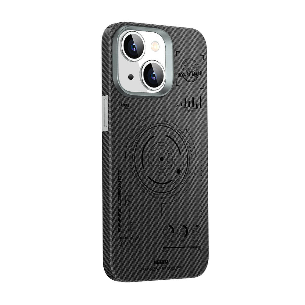 Apple iPhone 15 Plus Kılıf Wiwu HHX-016 Karbon Fiber 600D Mars Kevlar Kapak Siyah