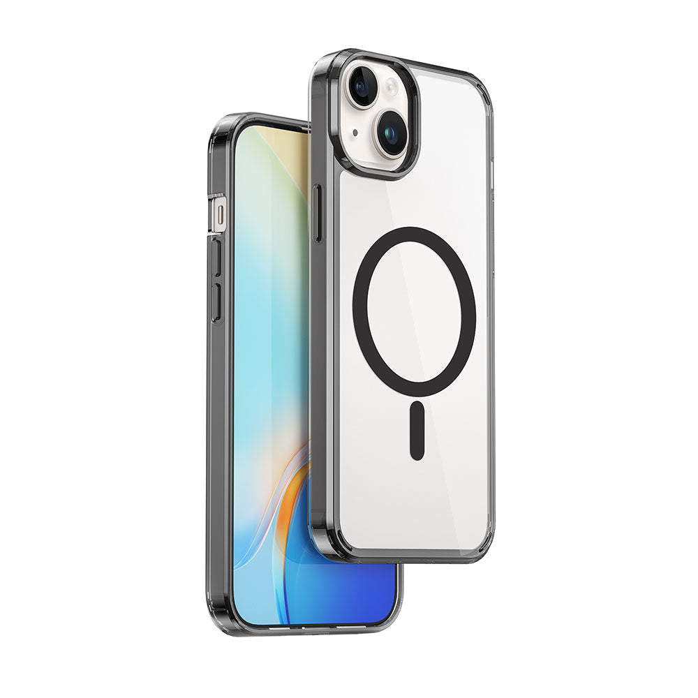 Apple iPhone 15 Plus Kılıf Wiwu MCC-101 Magnetic Crystal Sert PC Kapak Siyah