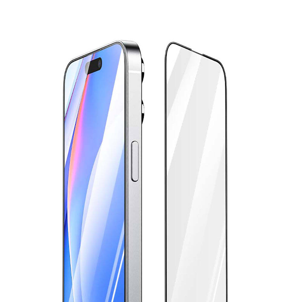 Apple iPhone 15 Plus Recci RSP-A03SD 3D HD Full Transparan Temperli Cam Ekran Koruyucu Siyah