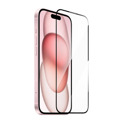 Apple iPhone 15 Plus Wiwu GT-008 Polimer Oleofobik Kaplama Şeffaf Pürüzsüz Temperli Cam Ekran Koruyucu 10'lu Paket Siyah