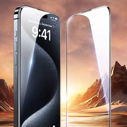 Apple iPhone 15 Plus Wiwu GT-009 Polimer Oleofobik Kaplama Şeffaf Pürüzsüz Temperli Cam Ekran Koruyucu Siyah