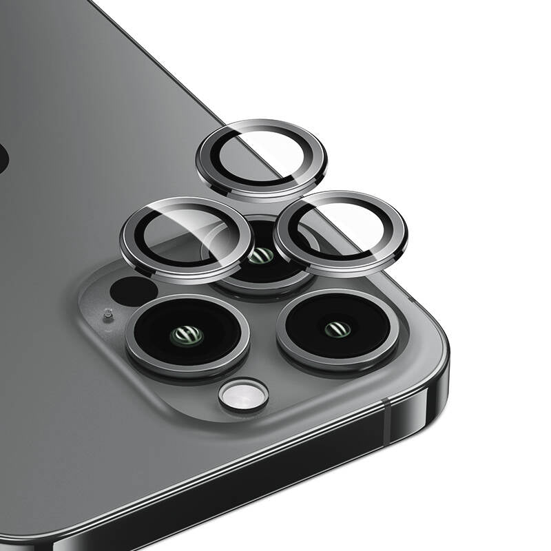 Apple iPhone 15 Pro Benks DR Safir Kamera Lens Koruyucu Gri