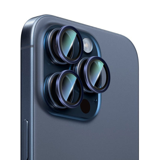 Apple iPhone 15 Pro CaseWorld Alloy Serisi Oleofobik Anti Reflective Kamera Lens Koruyucu Titanyum-Gri