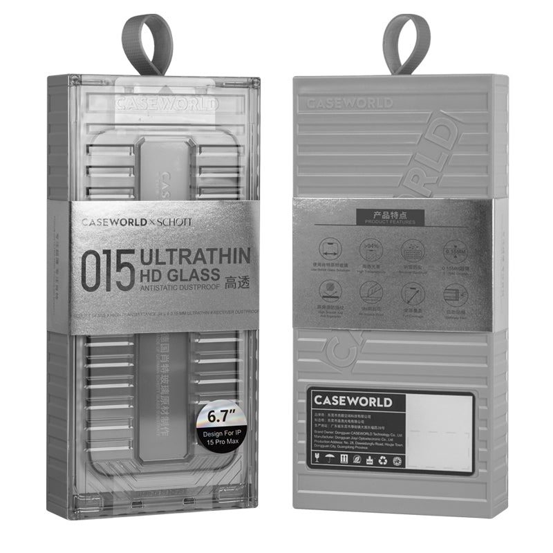 Apple iPhone 15 Pro CaseWorld Ultra-Thin Serisi 0.15mm HD Cam Ekran Koruyucu + Uygulama Aparatlı Şeffaf