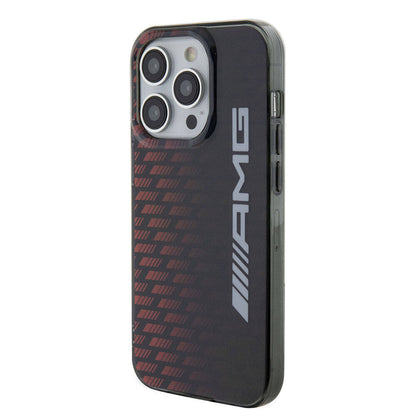 Apple iPhone 15 Pro Kılıf AMG Orjinal Lisanslı Çift Katmanlı Büyük Logolu Dörtgen Şerit Desenli Kapak Siyah