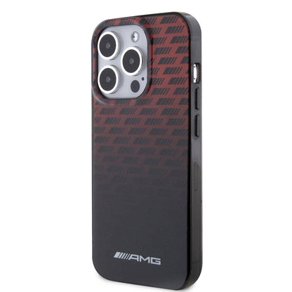 Apple iPhone 15 Pro Kılıf AMG Orjinal Lisanslı Çift Katmanlı Küçük Logolu Dörtgen Şerit Desenli Kapak Siyah