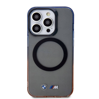 Apple iPhone 15 Pro Kılıf BMW M-safe Şarj Özellikli Transparan Renkli Çerçeveli Orjinal Lisanslı Kapak Gri