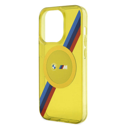 Apple iPhone 15 Pro Kılıf BMW M-safe Şarj Özellikli Transparan Tricolor Stripes Orjinal Lisanslı Kapak Yeşil