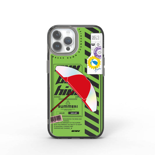 Apple iPhone 15 Pro Kılıf Çift Katman Desenli Wiwu Summer Serisi Kapak Yeşil