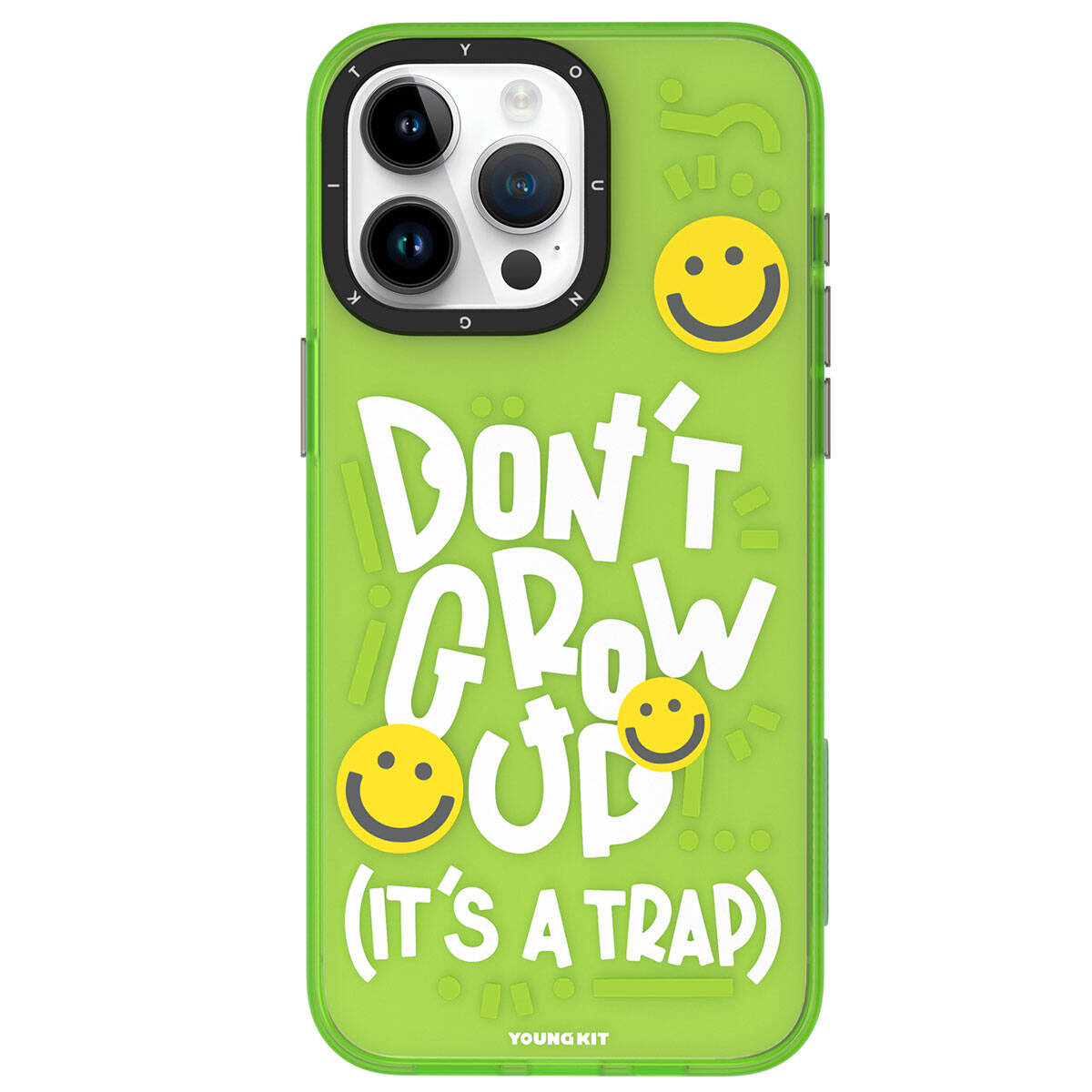 Apple iPhone 15 Pro Kılıf Desenli Youngkit Happy Hearth Serisi Kapak Su Yeşil