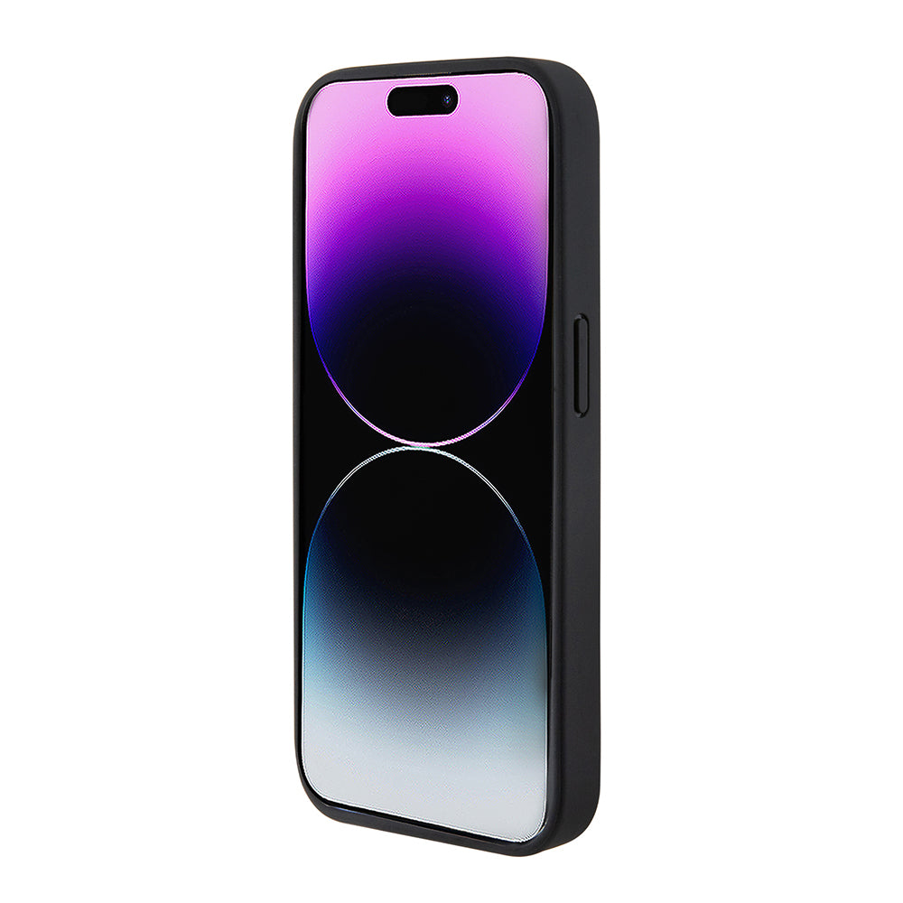 Apple iPhone 15 Pro Kılıf Ferrari Orjinal Lisanslı Deri Dikişli Arka Yüzey Metal Logo Tasarımlı Kapak Siyah