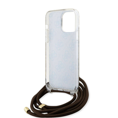 Apple iPhone 15 Pro Kılıf Guess Orjinal Lisanslı Çapraz Kordon 4G Desenli Kapak Siyah