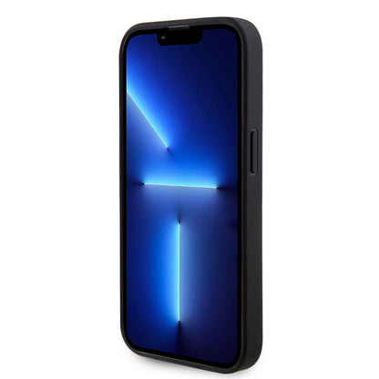 Apple iPhone 15 Pro Kılıf Guess Orjinal Lisanslı Delikli Yazı ve 4G Glitter Büyük Metal Logolu Kapak Gold