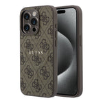 Apple iPhone 15 Pro Kılıf Guess Orjinal Lisanslı M-safe Kabartmalı 4G Desenli Yazı Logolu Kapak