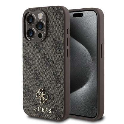 Apple iPhone 15 Pro Kılıf Guess Orjinal Lisanslı M-safe Şarj Özellikli Small 4G Classic Kapak Pembe