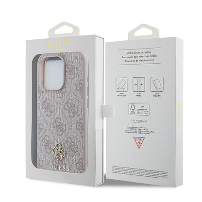 Apple iPhone 15 Pro Kılıf Guess Orjinal Lisanslı M-safe Şarj Özellikli Small 4G Classic Kapak Pembe