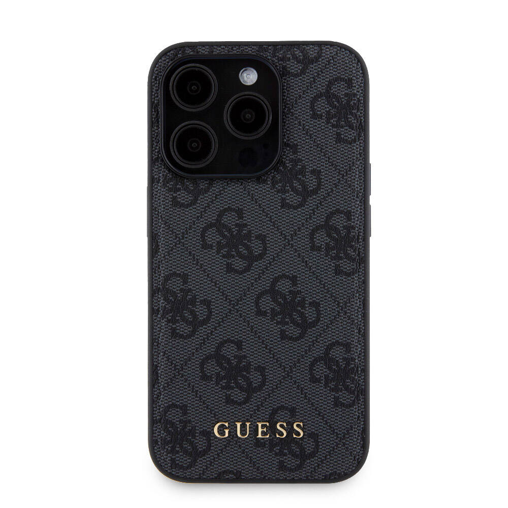 Apple iPhone 15 Pro Kılıf Guess Orjinal Lisanslı M-safe Şarj Özellikli Yazı Logolu 4G Desenli Kapak + Powerbank 5000mAh 2in1 Set Kahverengi