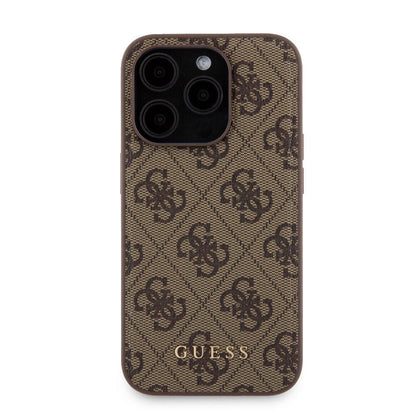 Apple iPhone 15 Pro Kılıf Guess Orjinal Lisanslı M-safe Şarj Özellikli Yazı Logolu 4G Desenli Kapak + Powerbank 5000mAh 2in1 Set Siyah