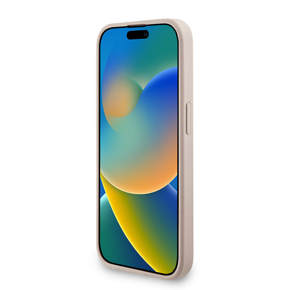 Apple iPhone 15 Pro Kılıf Guess Orjinal Lisanslı PU Deri Bilek Askı İpli Metal Büyük 4G ve Yazı Logolu Kapak Kahverengi