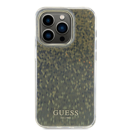 Apple iPhone 15 Pro Kılıf Guess Orjinal Lisanslı Yazı Logolu Mirror Disco Kapak Mor