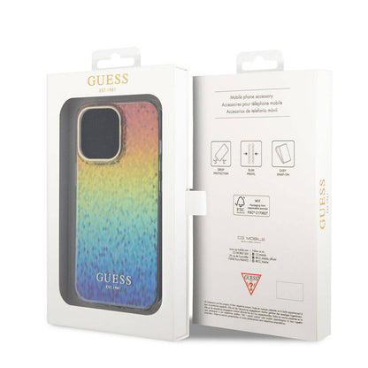 Apple iPhone 15 Pro Kılıf Guess Orjinal Lisanslı Yazı Logolu Mirror Disco Kapak Colorful