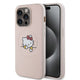 Apple iPhone 15 Pro Kılıf Hello Kitty Orjinal Lisanslı M-safe Şarj Özellikli Baskı Logolu Uyuyan Kitty Deri Kapak Pembe
