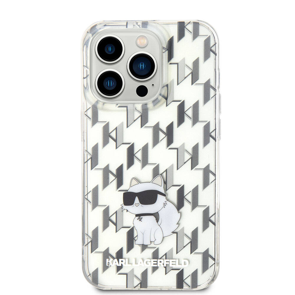 Apple iPhone 15 Pro Kılıf Karl Lagerfeld IML C Monogram Orjinal Lisanslı Kapak Pembe