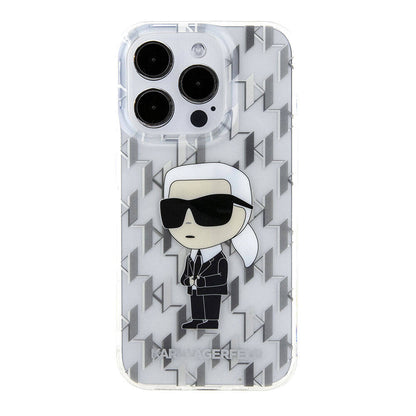 Apple iPhone 15 Pro Kılıf Karl Lagerfeld IML İkonik Monogram Orjinal Lisanslı Kapak Renksiz