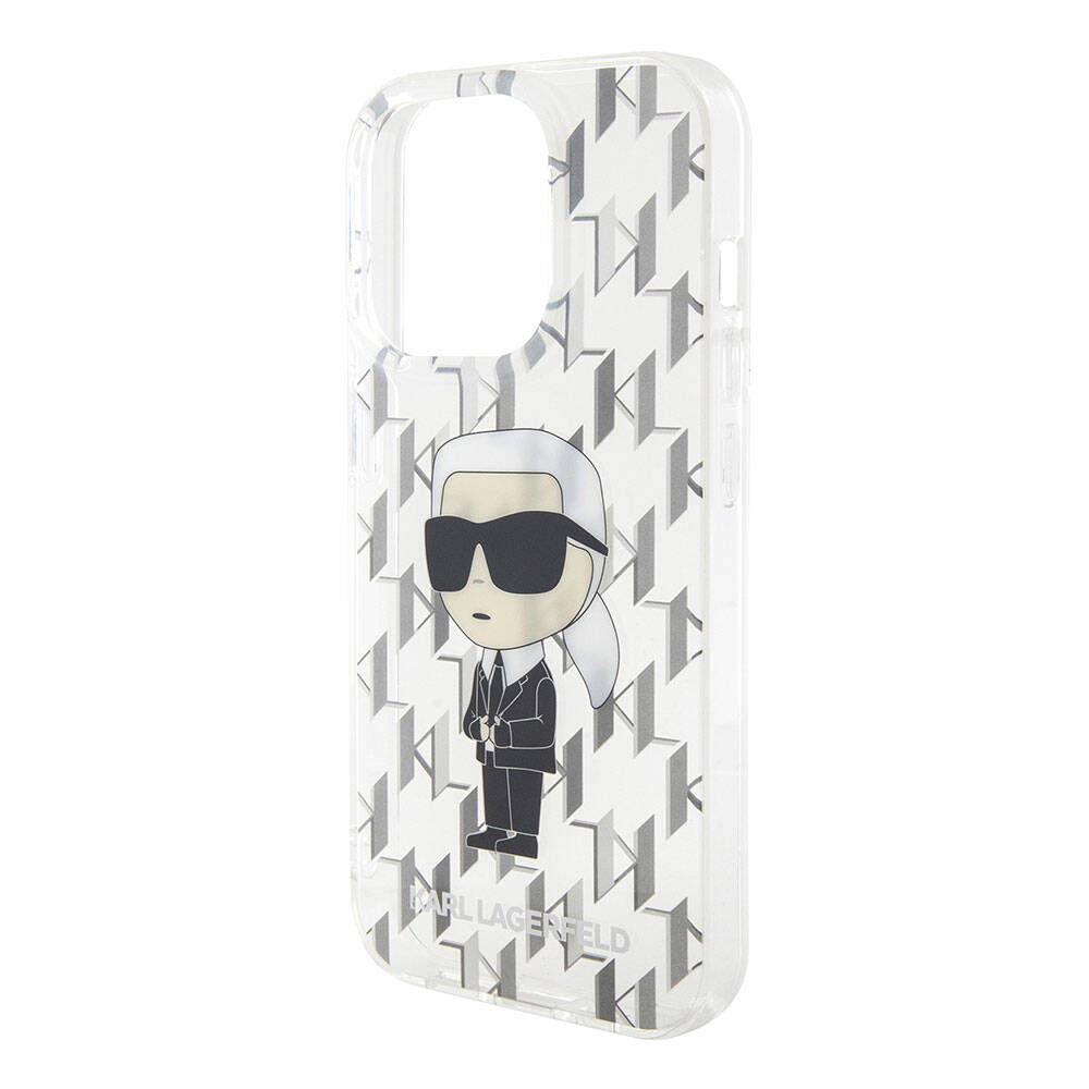 Apple iPhone 15 Pro Kılıf Karl Lagerfeld IML İkonik Monogram Orjinal Lisanslı Kapak Renksiz