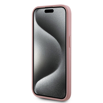 Apple iPhone 15 Pro Kılıf Karl Lagerfeld Orjinal Lisanslı 3D KL Yazılı Tüylü Arka Yüzey Saffiano Rhinestones Kapak Gold