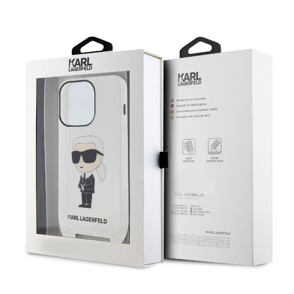 Apple iPhone 15 Pro Kılıf Karl Lagerfeld Orjinal Lisanslı Boyun Askılı Karl İkonik Crossbody Kapak Renksiz