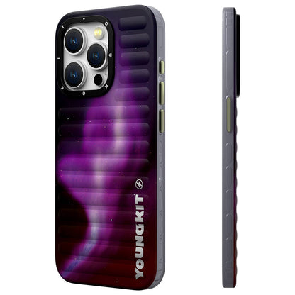 Apple iPhone 15 Pro Kılıf Kuzey Işıkları Desenli Youngkit Aurora Serisi Kapak Yeşil