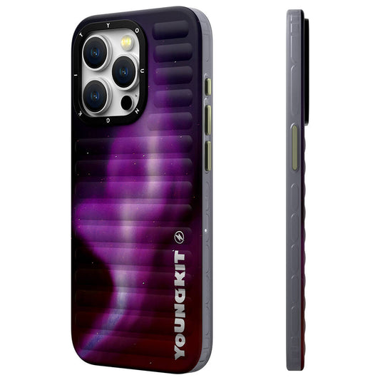 Apple iPhone 15 Pro Kılıf Kuzey Işıkları Desenli Youngkit Aurora Serisi Kapak Yeşil