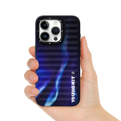 Apple iPhone 15 Pro Kılıf Kuzey Işıkları Desenli Youngkit Aurora Serisi Kapak Yeşil