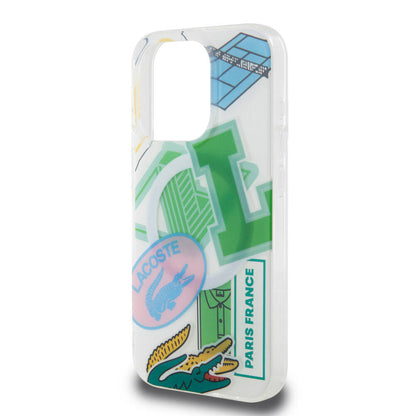 Apple iPhone 15 Pro Kılıf Lacoste Orjinal Lisanslı M-safe Şarj Özellikli Çift Katmanlı Yamalar Desenli Kapak Yeşil