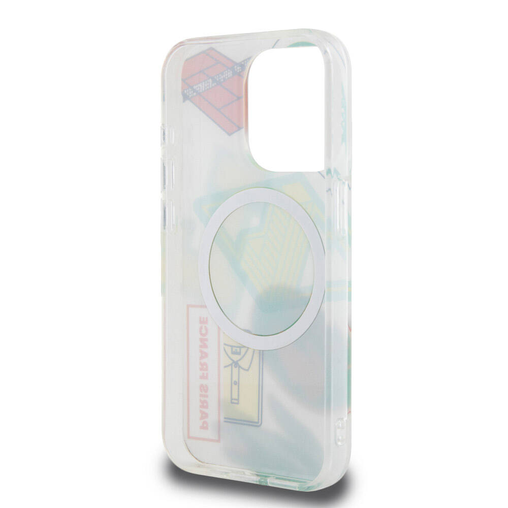 Apple iPhone 15 Pro Kılıf Lacoste Orjinal Lisanslı M-safe Şarj Özellikli Çift Katmanlı Yamalar Desenli Kapak Turuncu